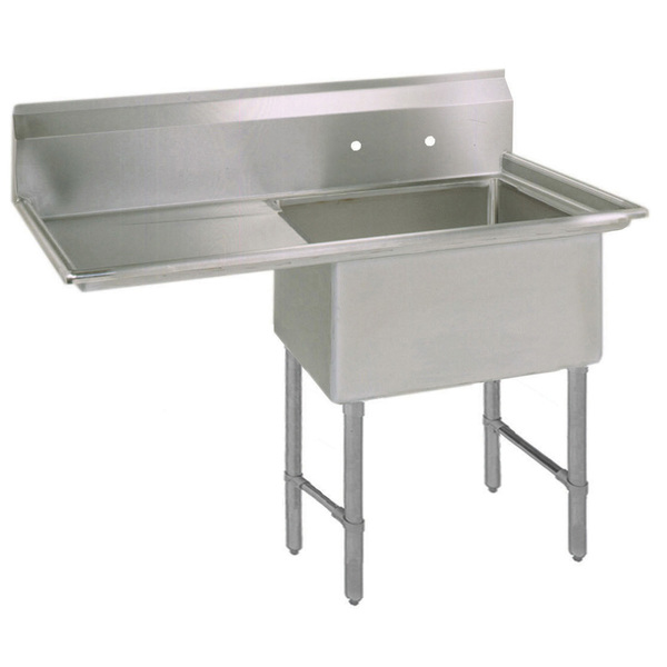 Bk Resources 29.8125 in W x 44.5 in L x Free Standing, Stainless Steel, One Compartment Sink BKS-1-1824-14-24LS